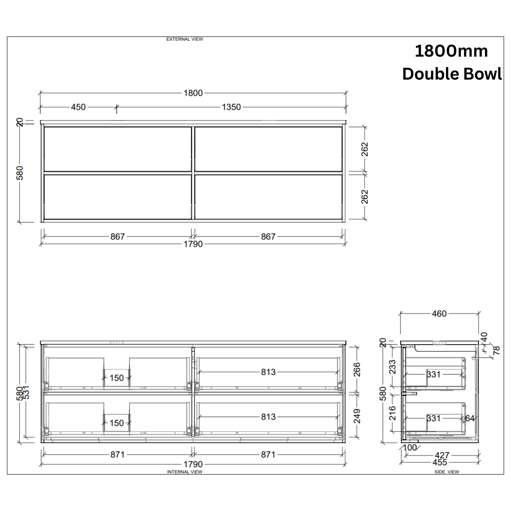 TIMBERLINE TARO CUSTOM WALL HUNG VANITY (ALL SIZING)