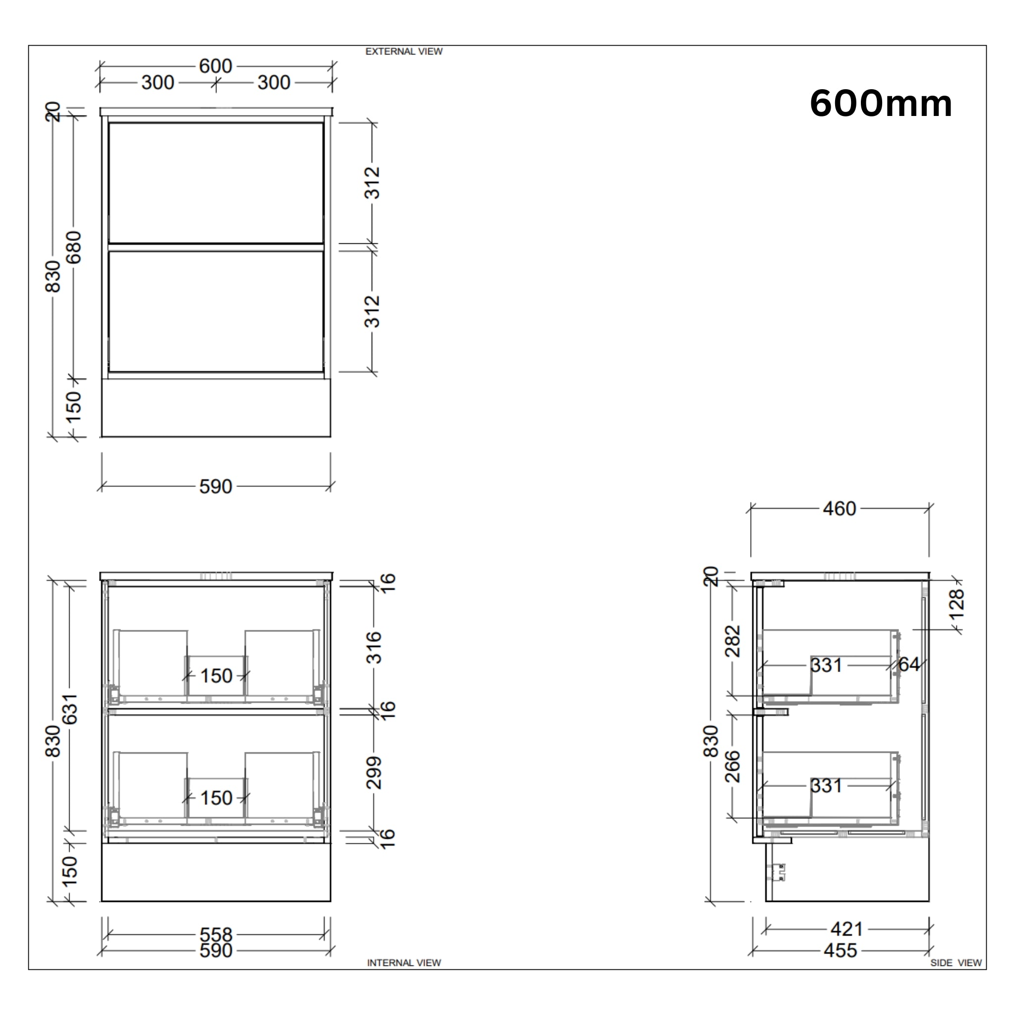 TIMBERLINE TARO CUSTOM FLOOR STANDING VANITY (ALL SIZING)