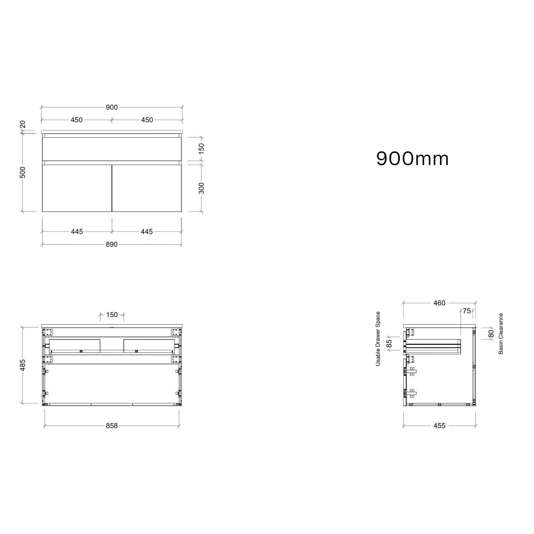 TIMBERLINE TAYLOR CUSTOM WALL HUNG VANITY (ALL SIZING)