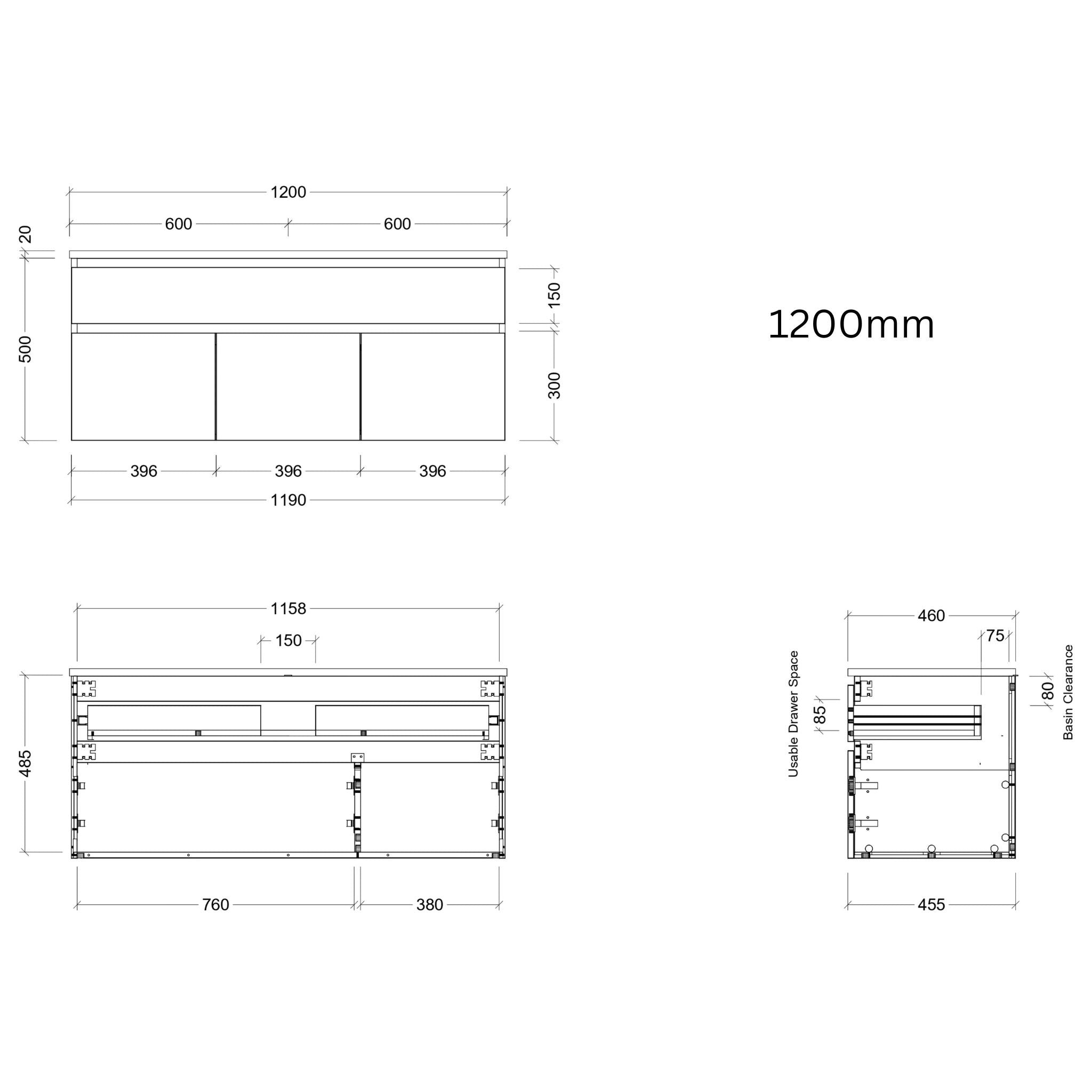 TIMBERLINE TAYLOR CUSTOM WALL HUNG VANITY (ALL SIZING)