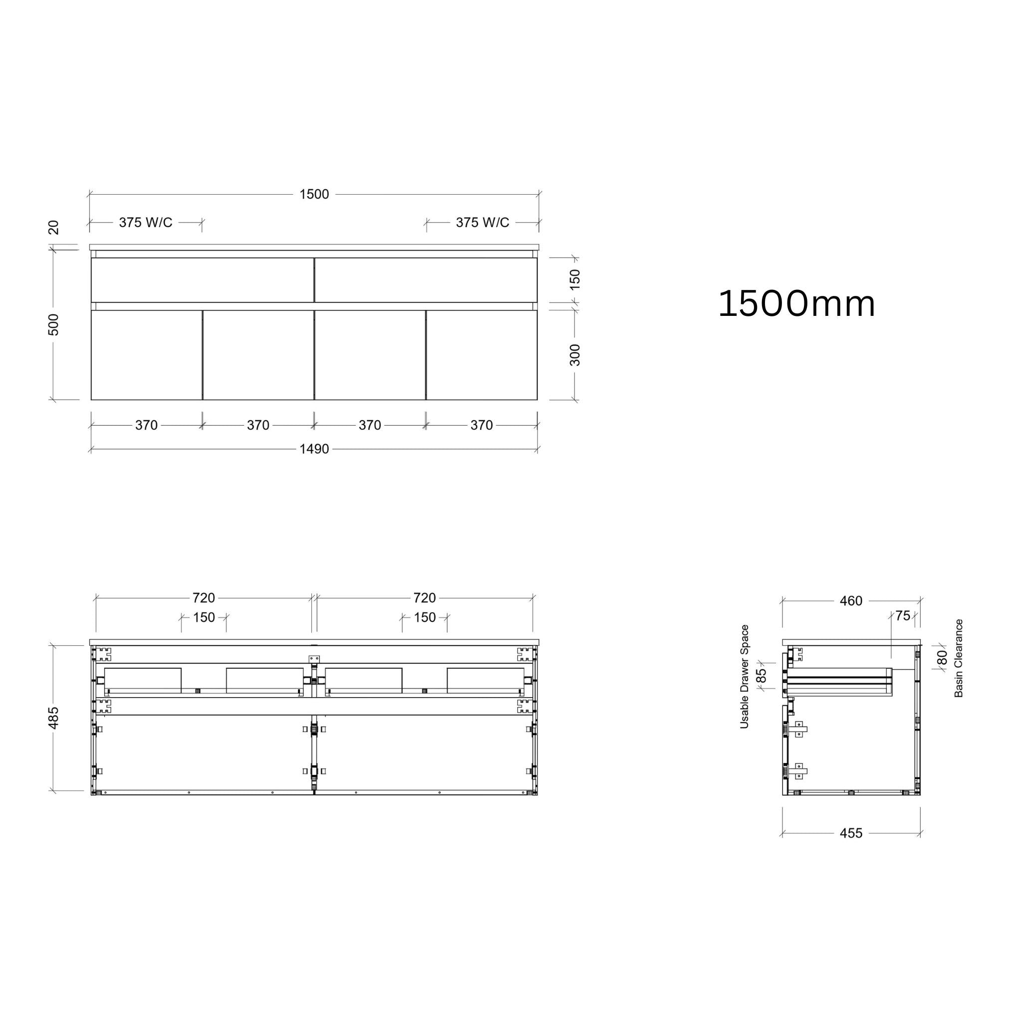 TIMBERLINE TAYLOR CUSTOM WALL HUNG VANITY (ALL SIZING)
