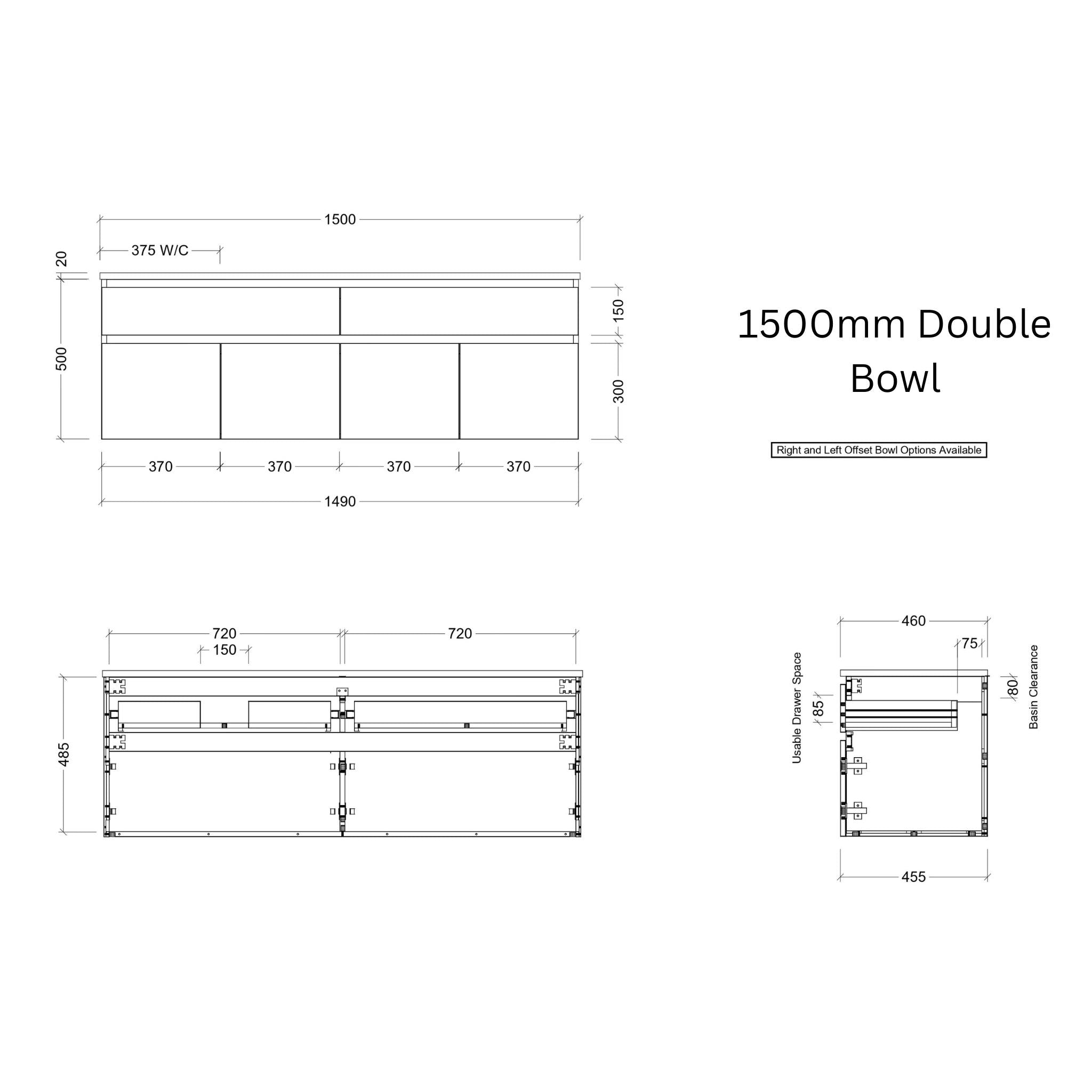 TIMBERLINE TAYLOR CUSTOM WALL HUNG VANITY (ALL SIZING)