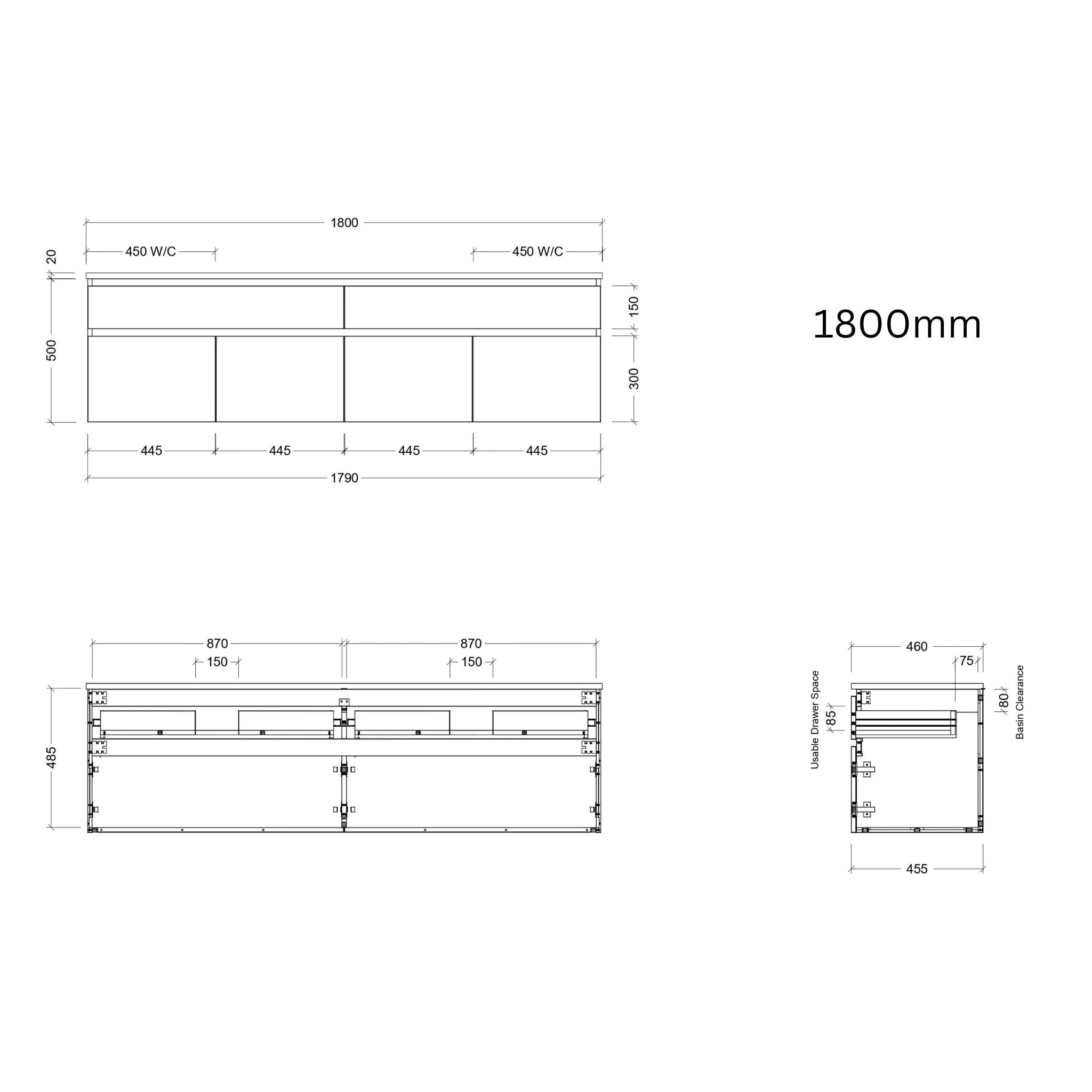 TIMBERLINE TAYLOR CUSTOM WALL HUNG VANITY (ALL SIZING)
