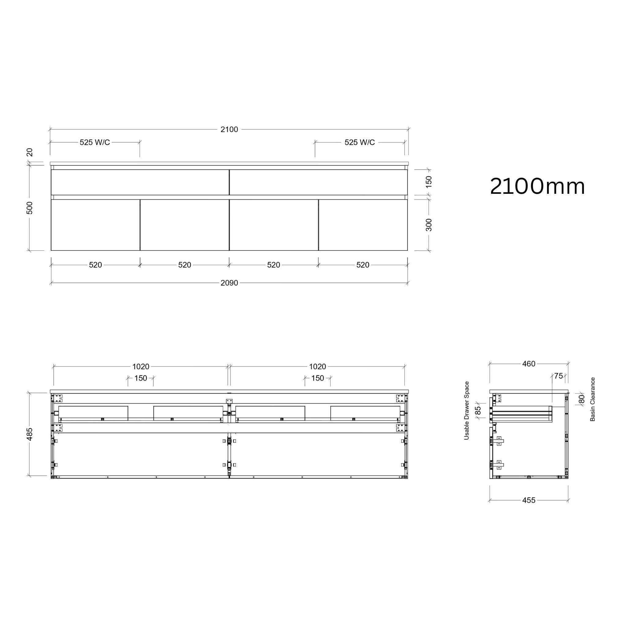 TIMBERLINE TAYLOR CUSTOM WALL HUNG VANITY (ALL SIZING)
