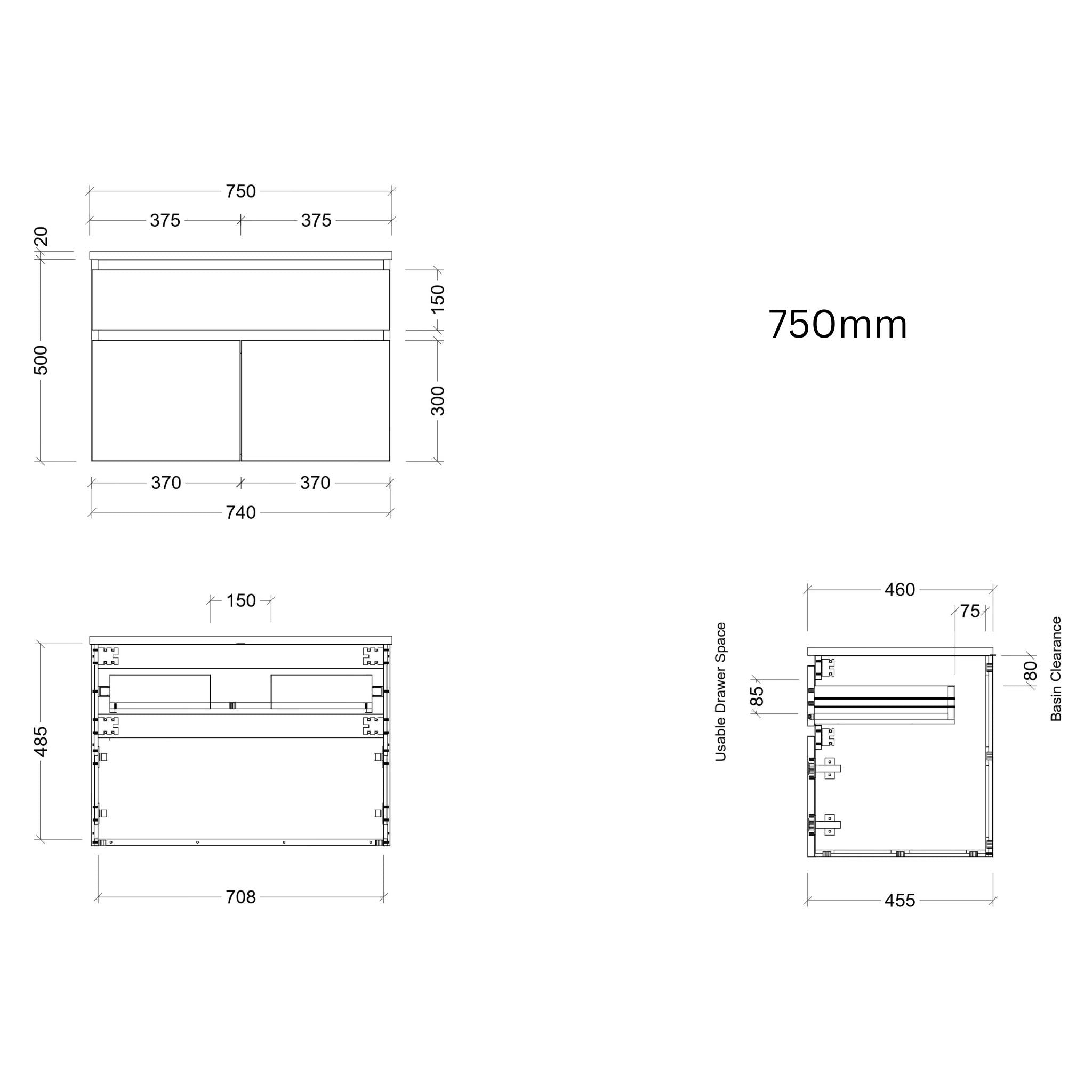 TIMBERLINE TAYLOR CUSTOM WALL HUNG VANITY (ALL SIZING)