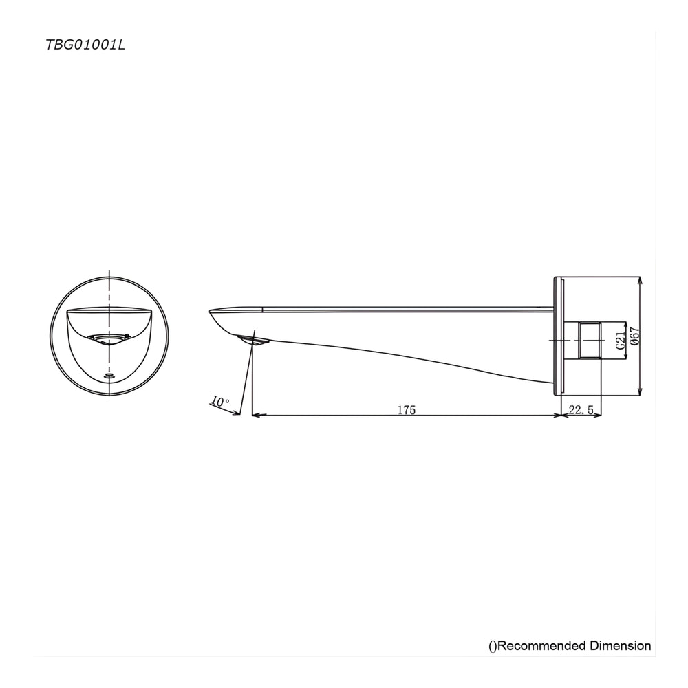 TOTO GO BATH SPOUT 175MM CHROME