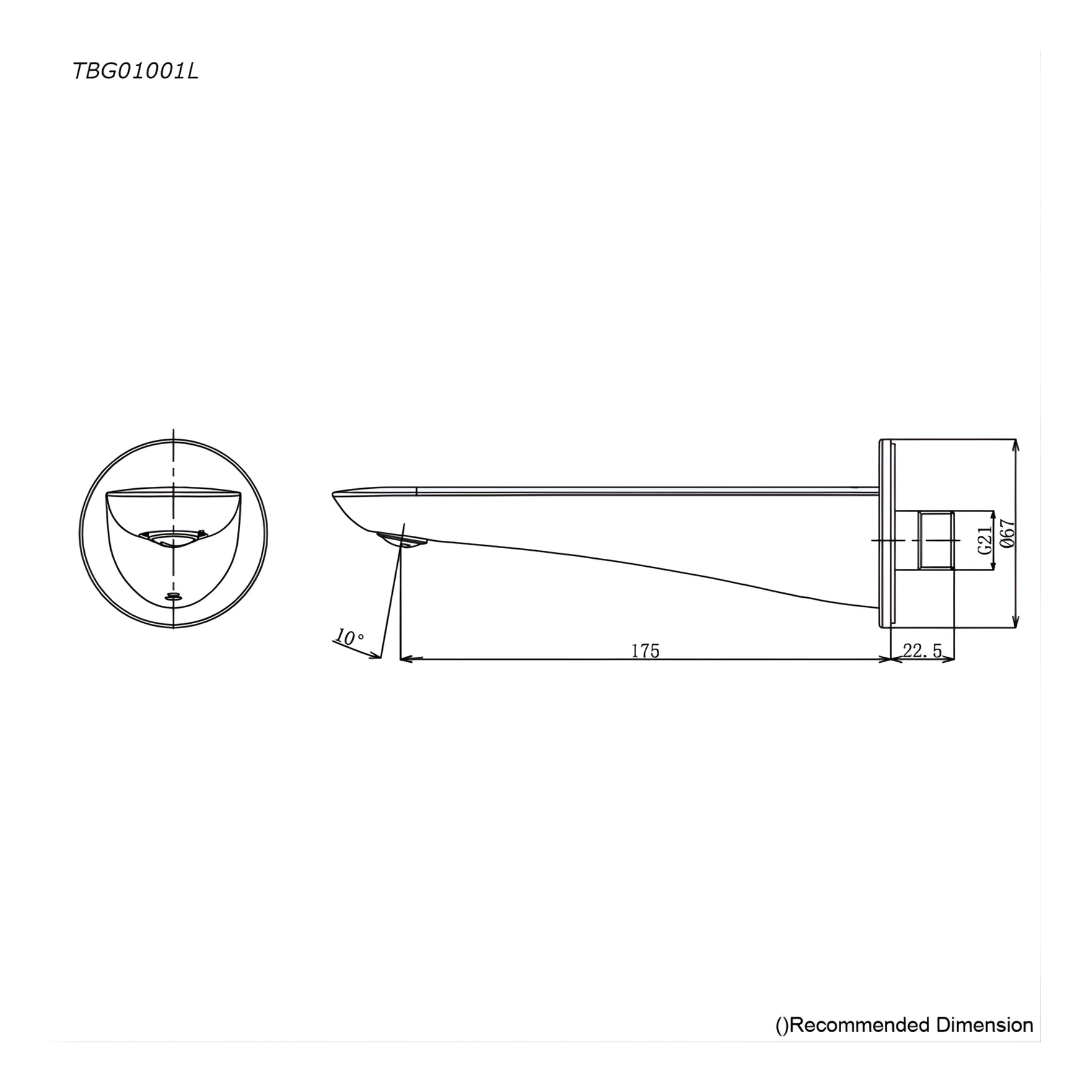 TOTO GO BATH SPOUT 175MM CHROME