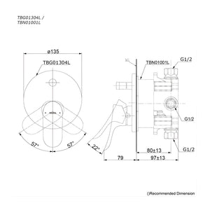 TOTO GO SHOWER MIXER WITH DIVERTER FULL KIT 135MM CHROME
