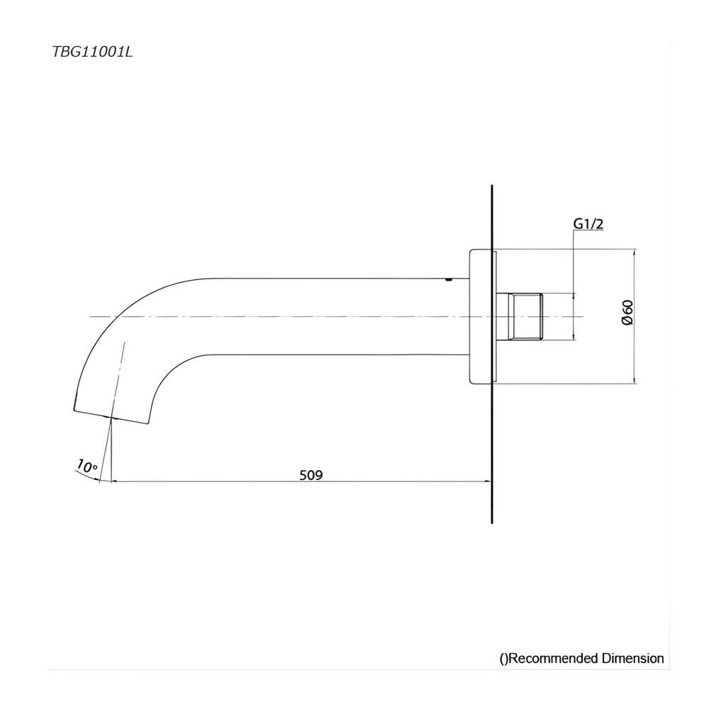 TOTO GF BATH SPOUT 509MM CHROME