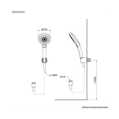 TOTO G SELECTION ROUND 3-MODE HAND SHOWER WITH HOSE 110MM CHROME