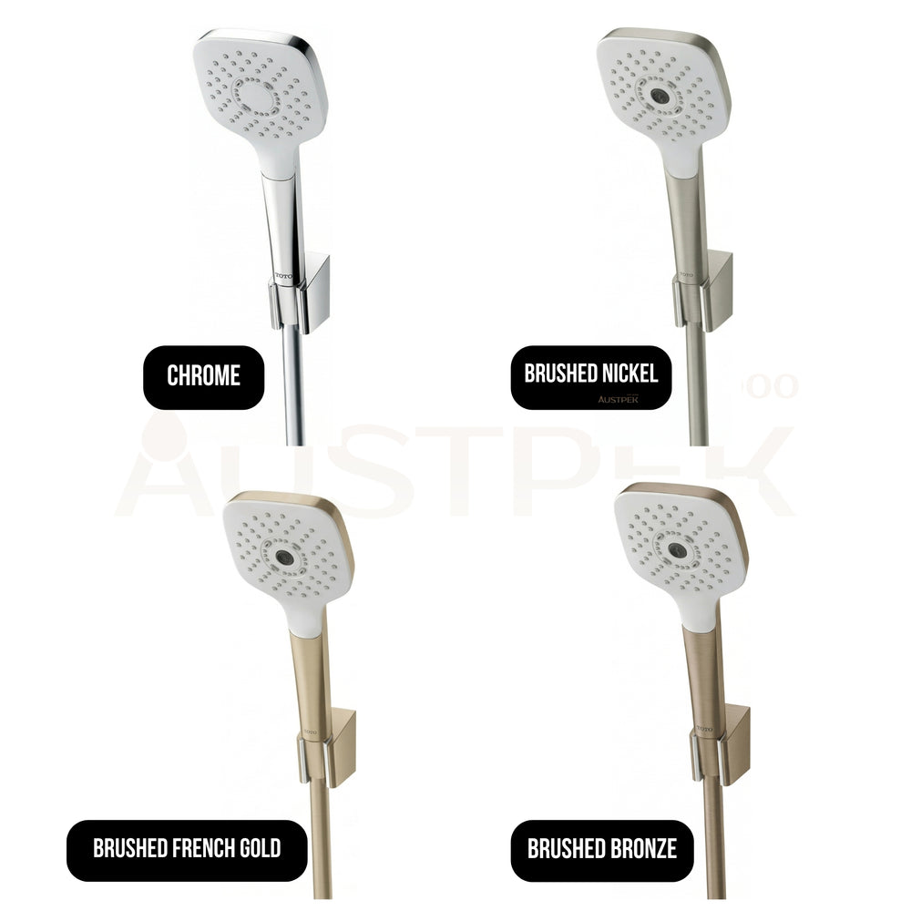 TOTO G SELECTION SQUARE 1-MODE HAND SHOWER WITH HOSE 110MM BRUSHED FRENCH GOLD