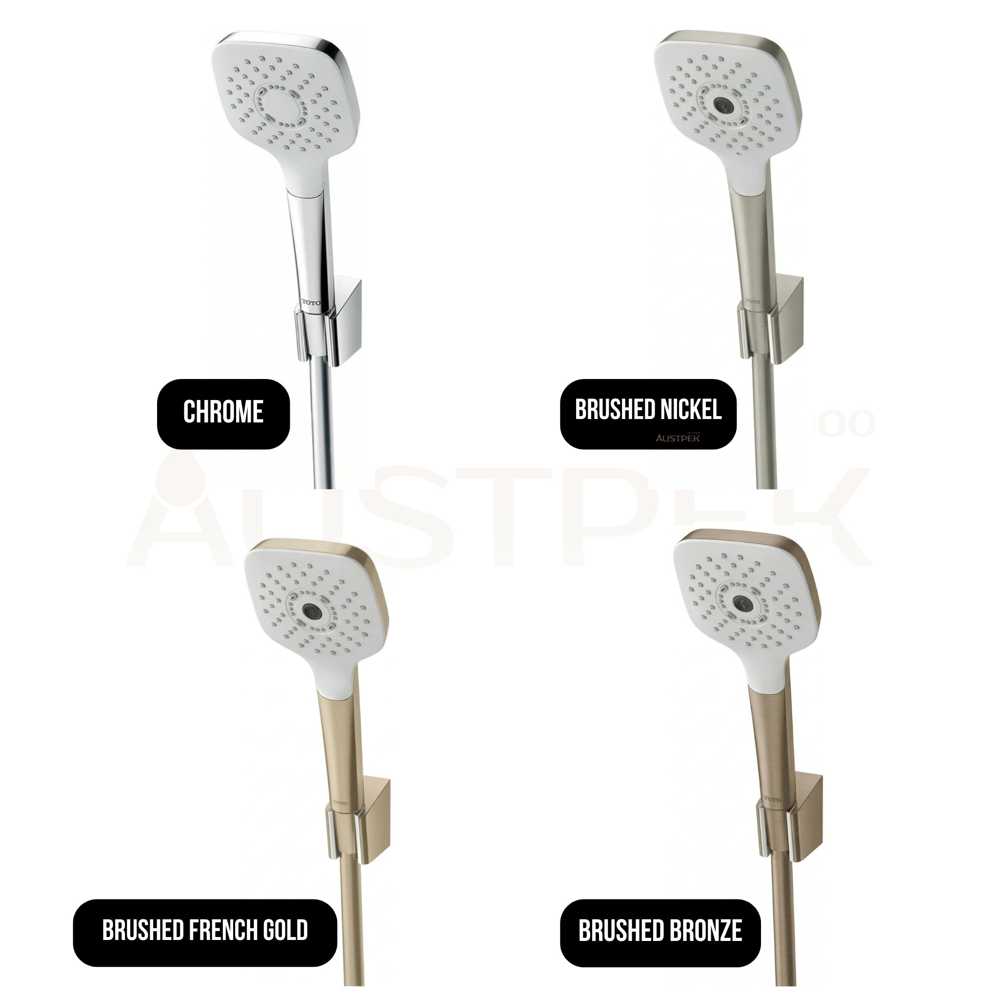 TOTO G SELECTION SQUARE 1-MODE HAND SHOWER WITH HOSE 110MM BRUSHED FRENCH GOLD