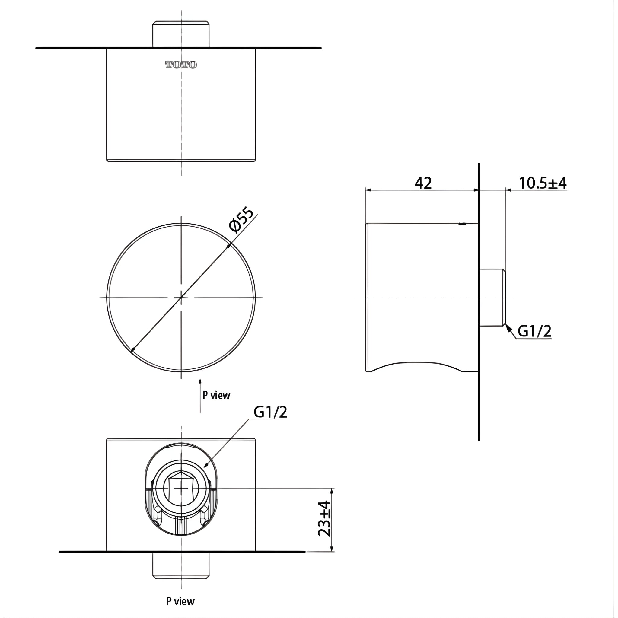 TOTO G SELECTION ROUND WALL OUTLET BRUSHED BRONZE