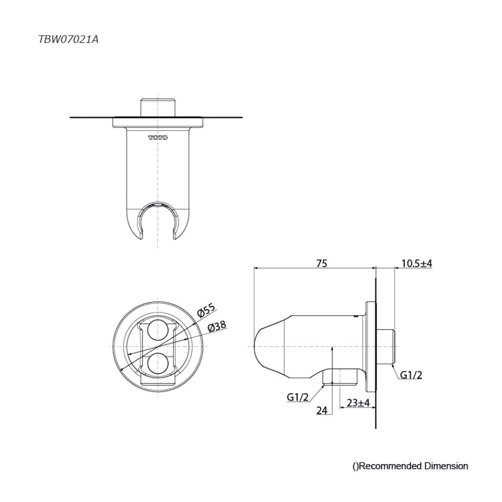TOTO G SELECTION ROUND WALL OUTLET WITH SHOWER HANGER BRUSHED BRONZE