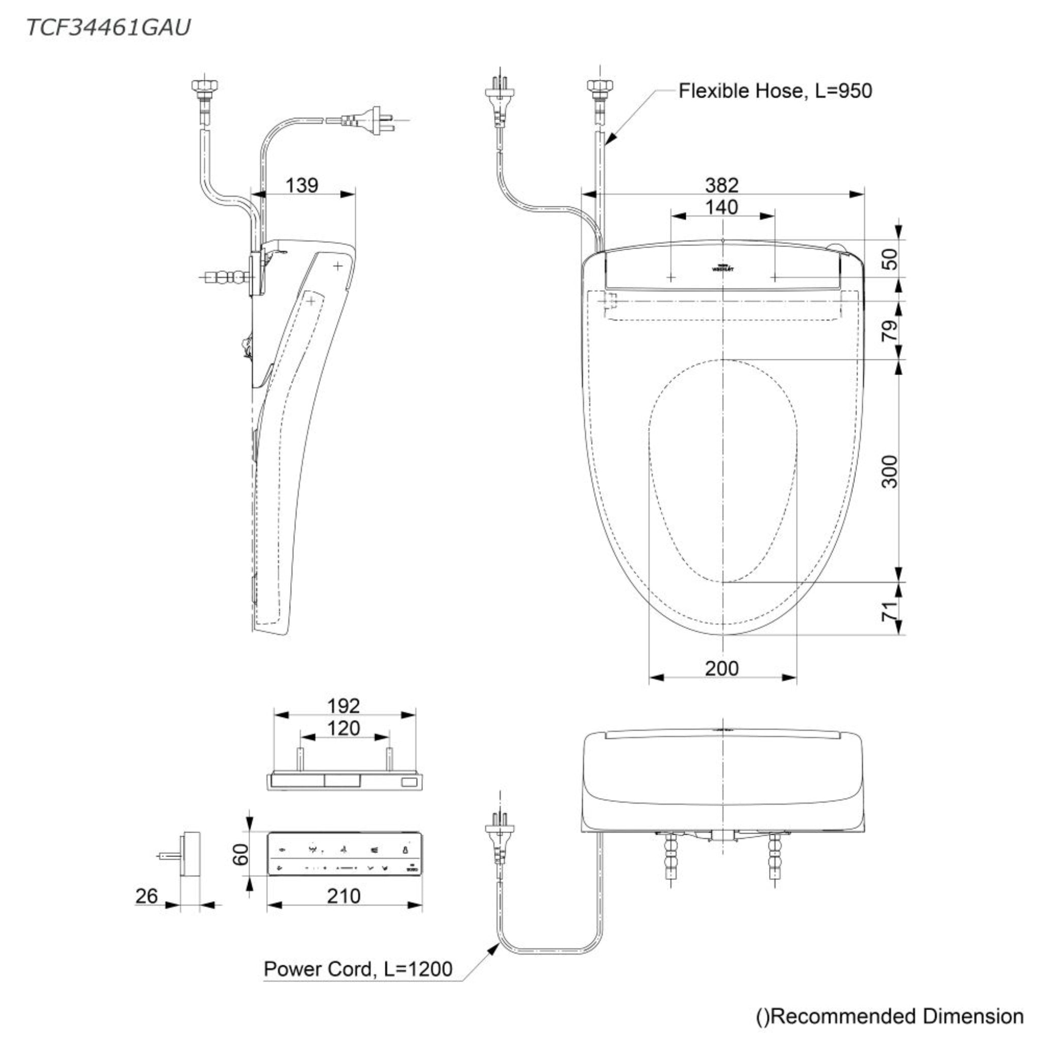 TOTO S5 WASHLET WITH REMOTE CONTROL ELONGATED GLOSS WHITE