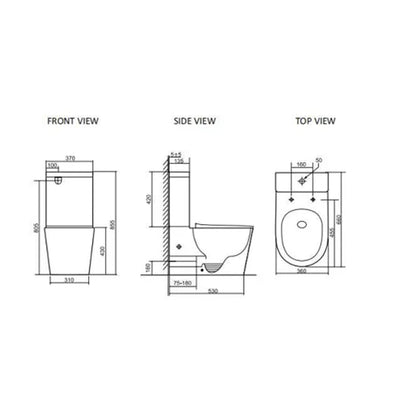 INSPIRE RADIANT RIMLESS TORNADO TOILET SUITE SLIM SEAT MATTE BLACK