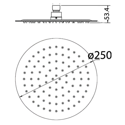 IKON DOVA SHOWER HEAD 250MM BRUSHED GOLD