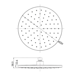 IKON OTUS SHOWER HEAD 250MM BRUSHED NICKEL