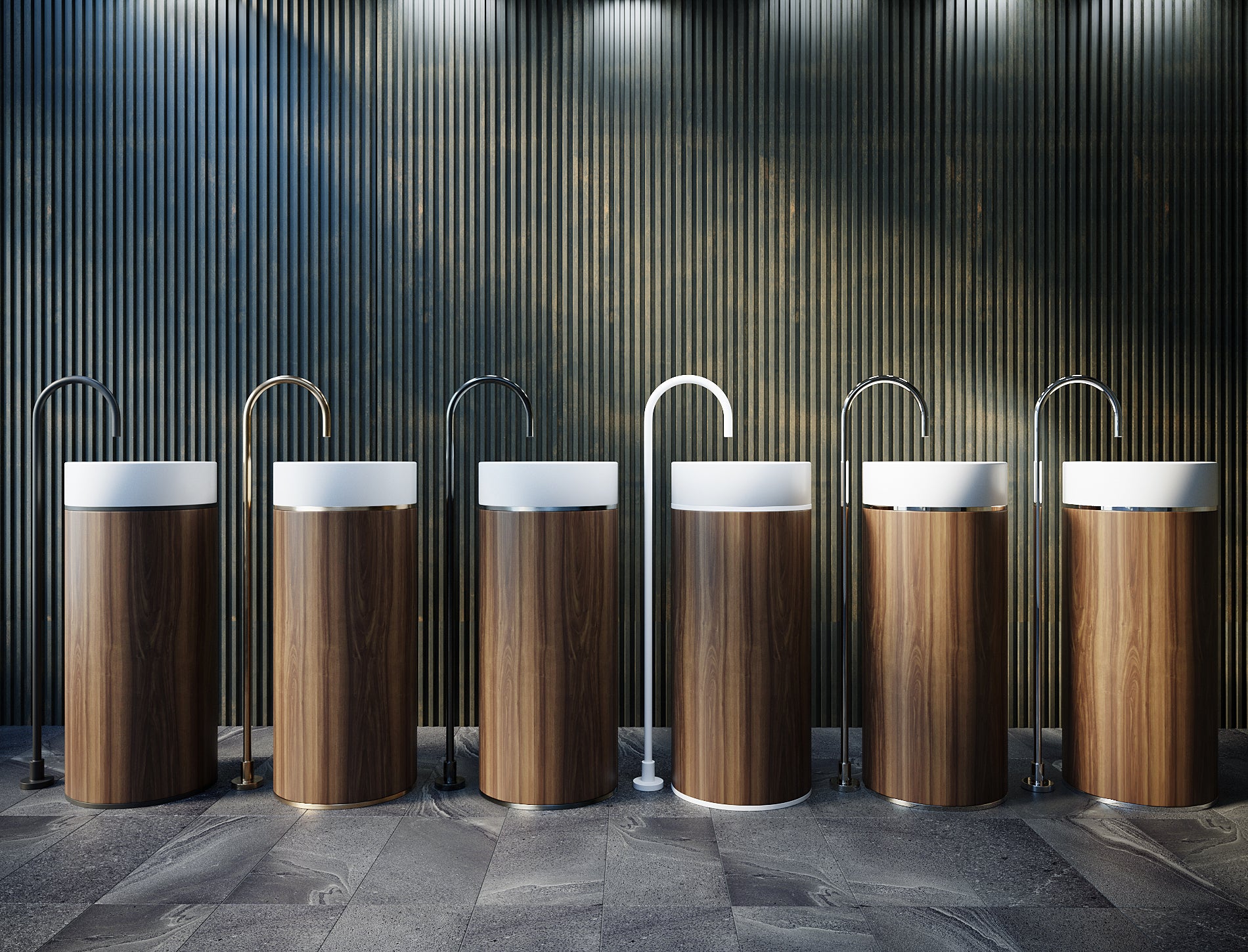 BELBAGNO TESORO FREESTANDING PEDESTAL BASIN BRUSHED BRASS 380MM X 850MM