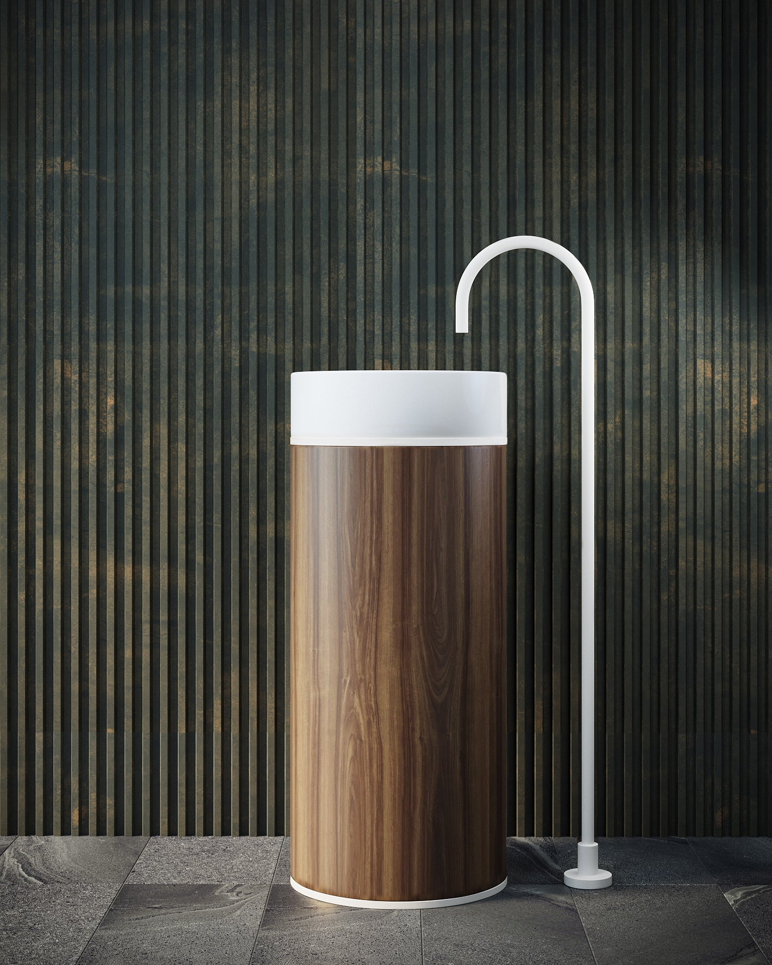 BELBAGNO TESORO FREESTANDING PEDESTAL BASIN MATTE WHITE 380MM X 850MM