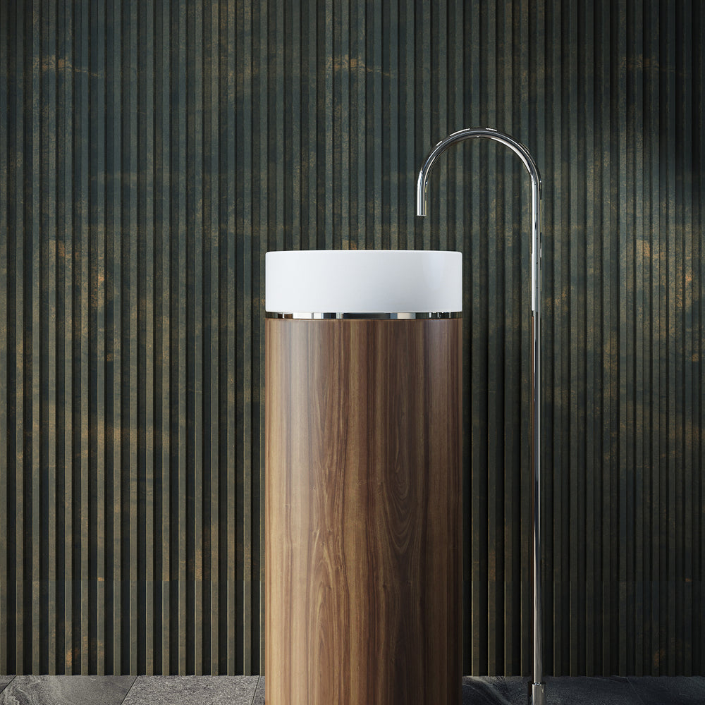 BELBAGNO TESORO FREESTANDING PEDESTAL BASIN CHROME 380MM X 850MM