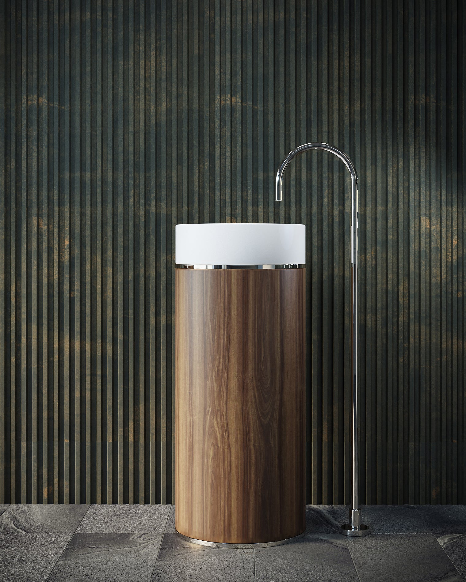 BELBAGNO TESORO FREESTANDING PEDESTAL BASIN CHROME 380MM X 850MM