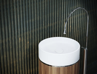 BELBAGNO TESORO FREESTANDING PEDESTAL BASIN CHROME 380MM X 850MM