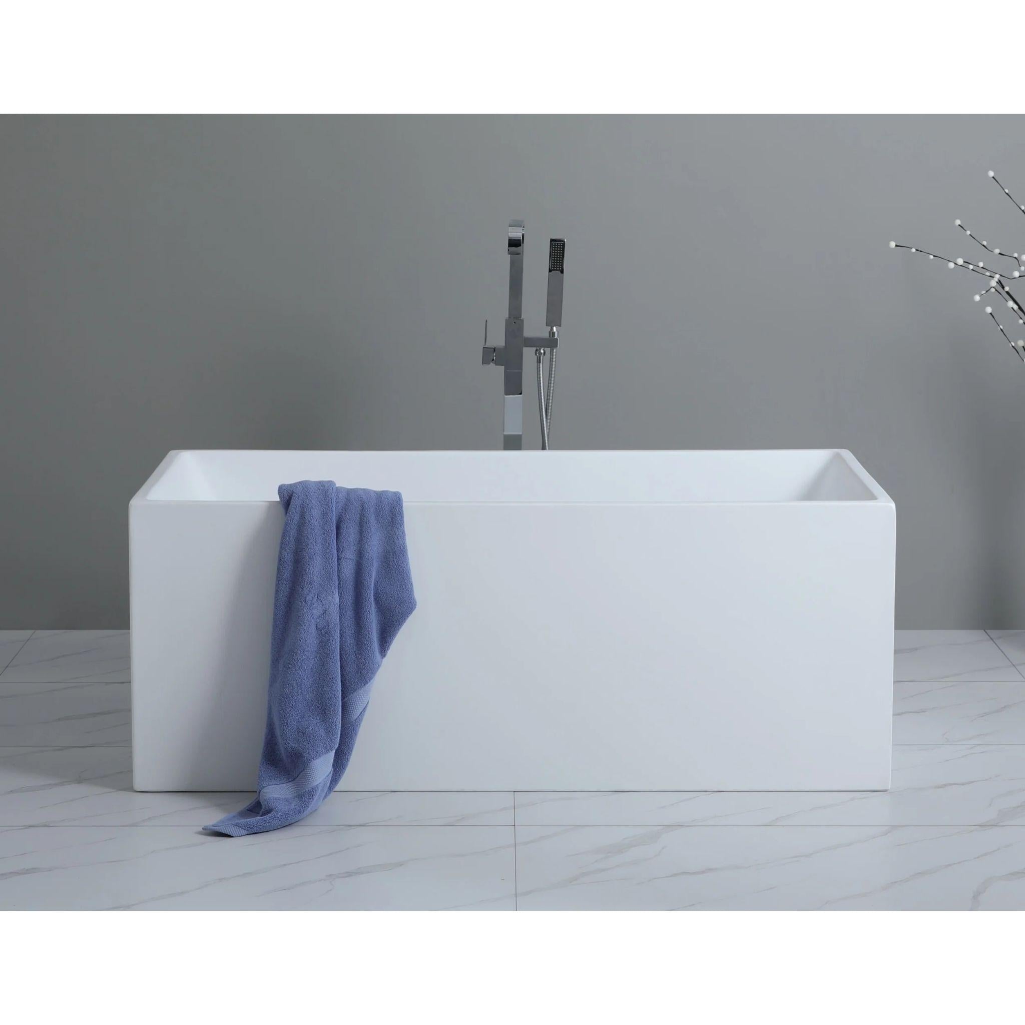 POSEIDON THEO BACK TO WALL BATH NON OVERFLOW GLOSS WHITE (AVAILABLE IN 1000MM, 1200MM, 1300MM, 1400MM, 1500MM AND 1700MM)