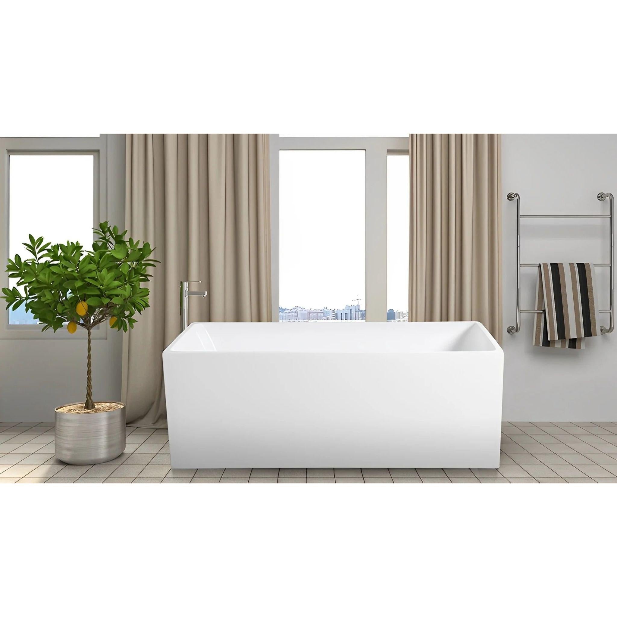 POSEIDON THEO BACK TO WALL BATH NON OVERFLOW GLOSS WHITE (AVAILABLE IN 1000MM, 1200MM, 1300MM, 1400MM, 1500MM AND 1700MM)