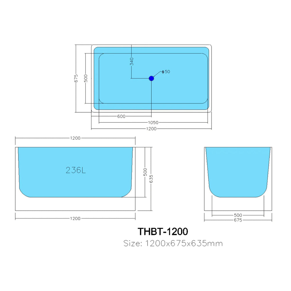 POSEIDON THEO BACK TO WALL BATH NON OVERFLOW GLOSS WHITE (AVAILABLE IN 1000MM, 1200MM, 1300MM, 1400MM, 1500MM AND 1700MM)