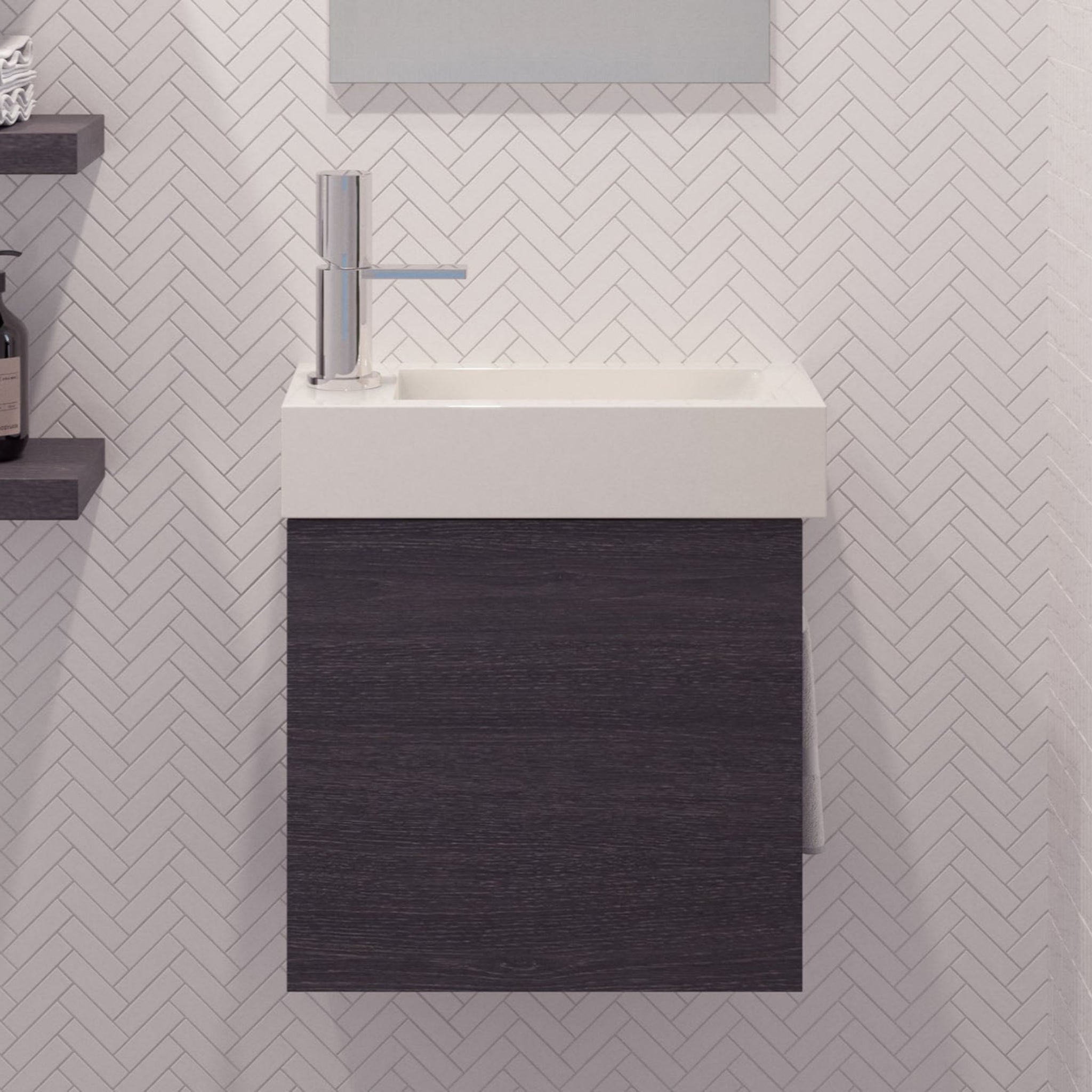 TIMBERLINE THEO 460MM SPACE SAVING SINGLE BOWL CUSTOM WALL HUNG VANITY