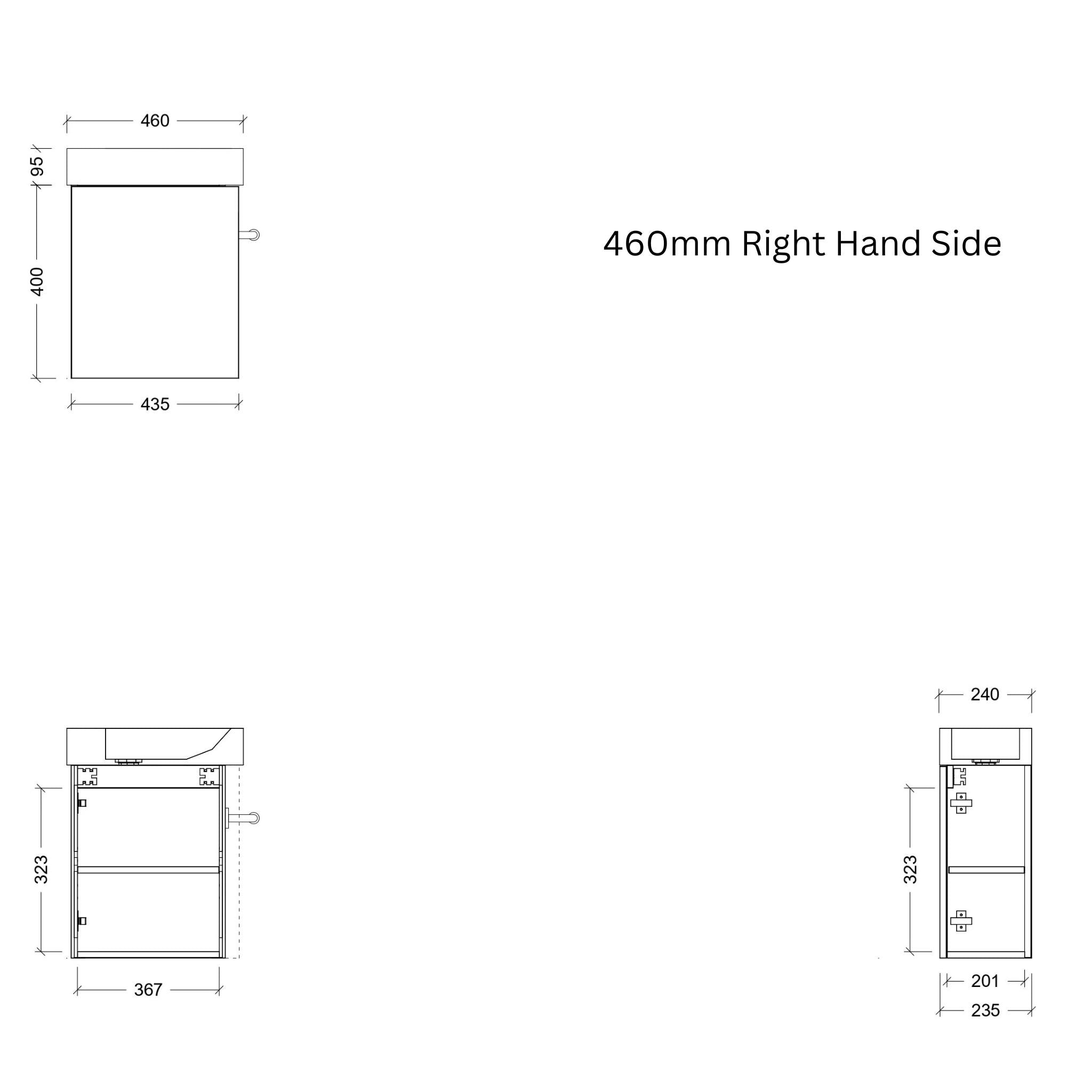 TIMBERLINE THEO 460MM SPACE SAVING SINGLE BOWL CUSTOM WALL HUNG VANITY