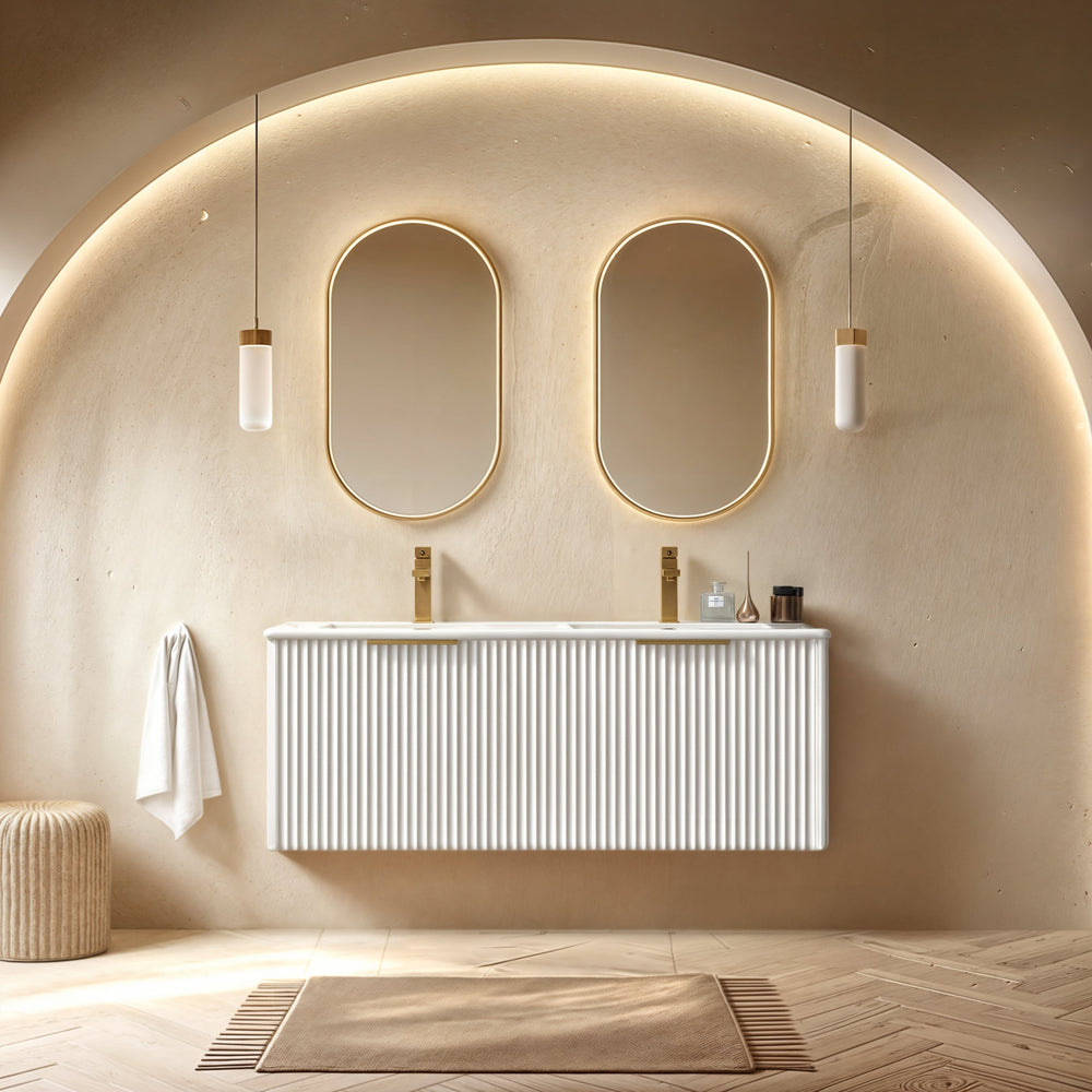 INFINITY THENA WHITE 1200MM DOUBLE BOWL WALL HUNG VANITY
