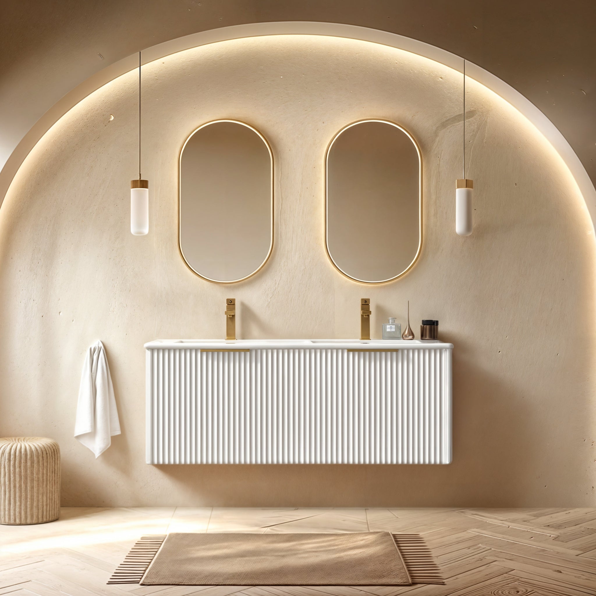 INFINITY THENA WHITE 1200MM DOUBLE BOWL WALL HUNG VANITY