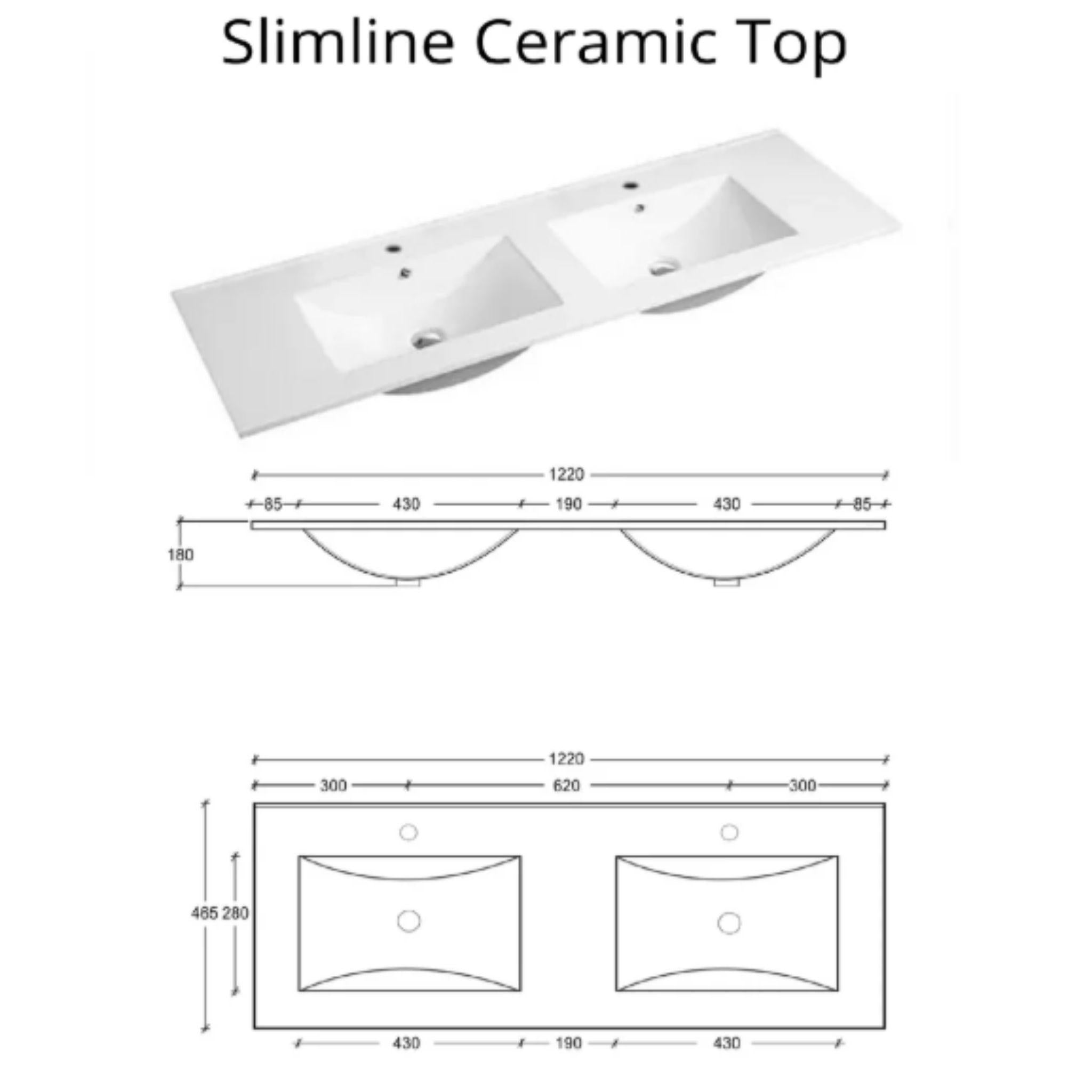 INFINITY THENA WHITE 1200MM DOUBLE BOWL WALL HUNG VANITY