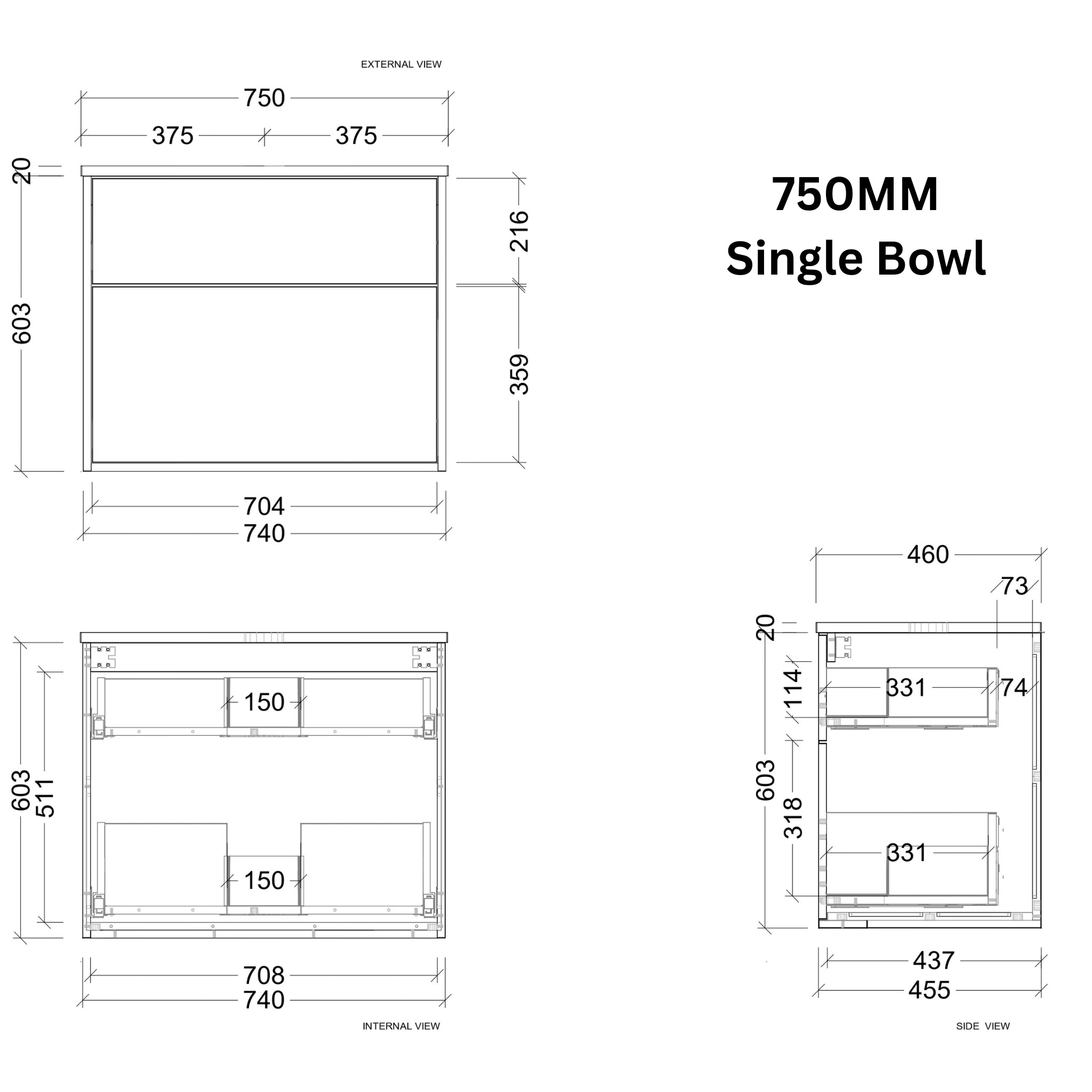 TIMBERLINE SAVOY CUSTOM WALL HUNG VANITY (ALL SIZING)