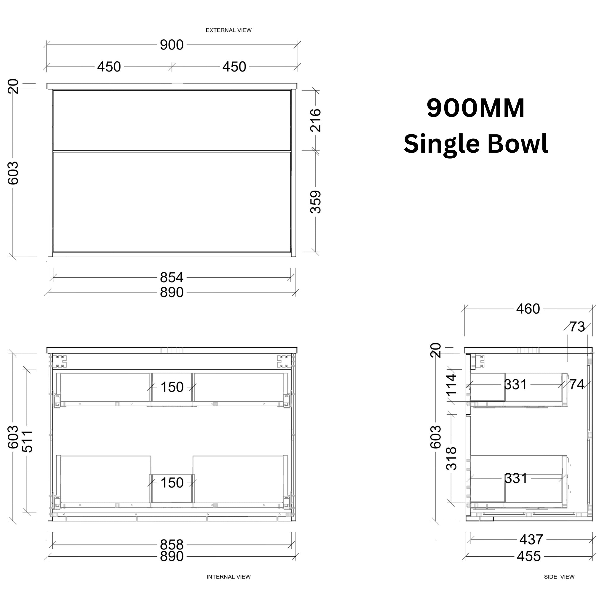 TIMBERLINE SAVOY CUSTOM WALL HUNG VANITY (ALL SIZING)