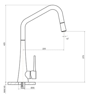 ARMANDO VICARIO TINK-D PULL-OUT SINK MIXER BRUSHED GOLD