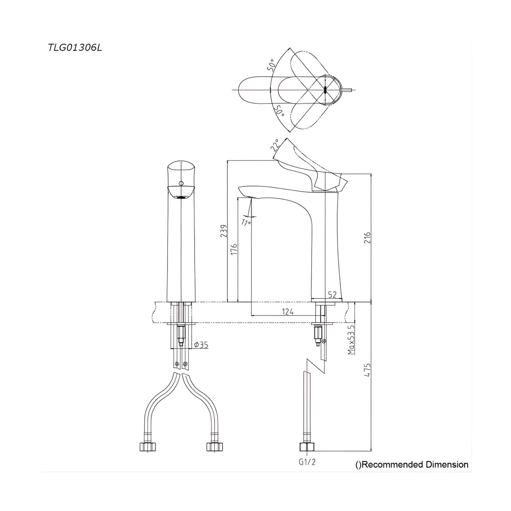 TOTO GO SEMI TALL BASIN MIXER 216MM BRUSHED BRONZE