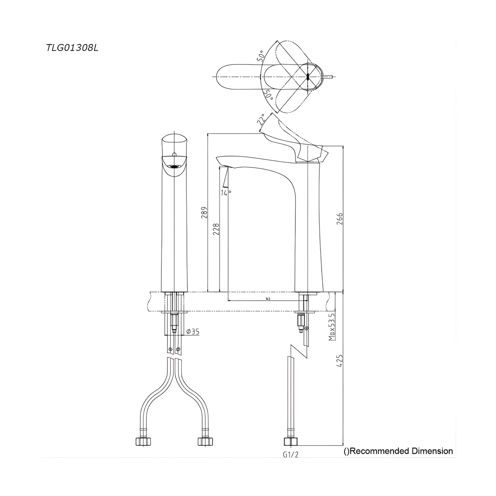 TOTO GO TALL BASIN MIXER 266MM BRUSHED BRONZE