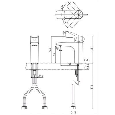 TOTO GA BASIN MIXER 149MM CHROME