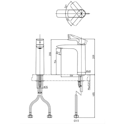TOTO GA SEMI TALL BASIN MIXER 209MM BRUSHED BRONZE