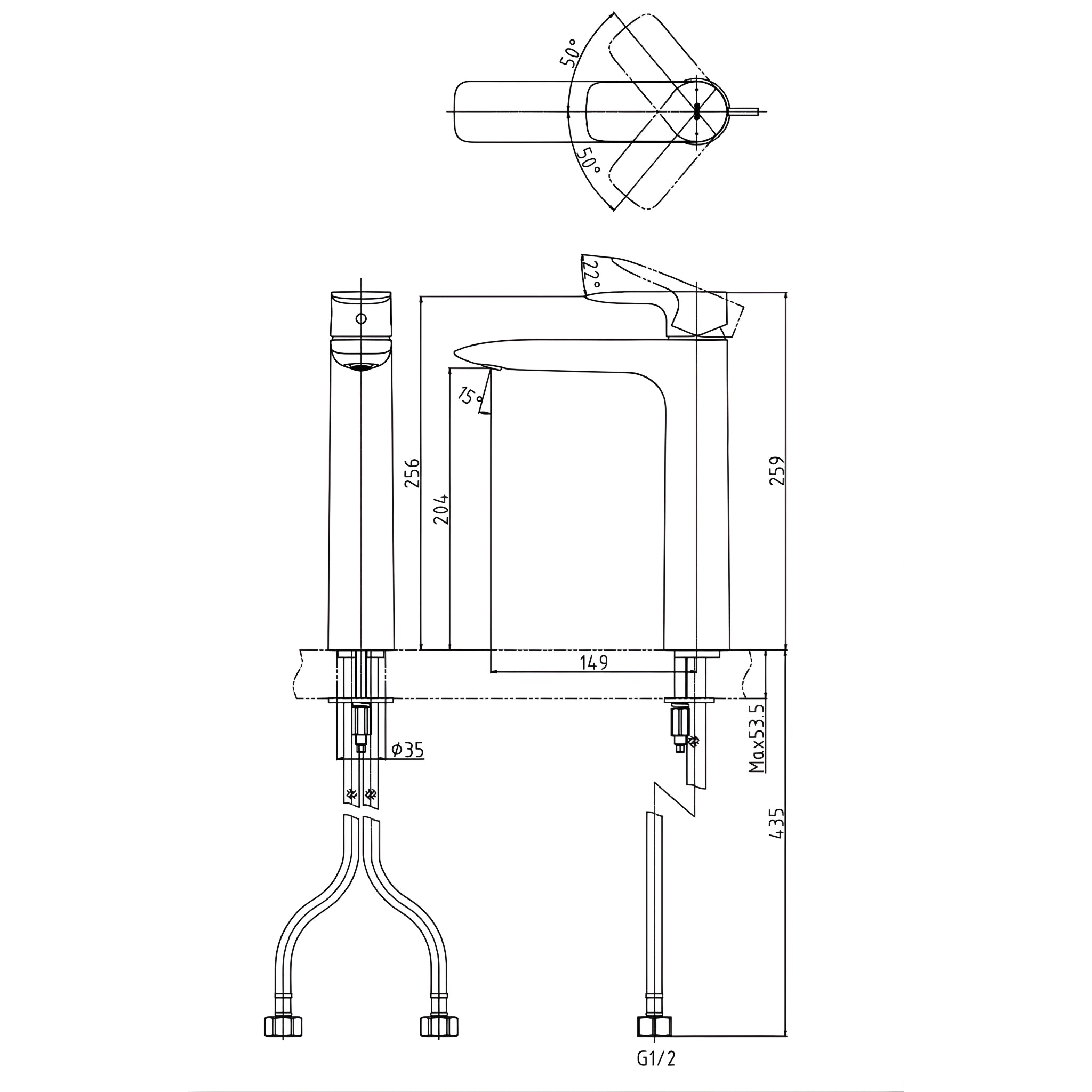 TOTO GA TALL BASIN MIXER 259MM BRUSHED FRENCH GOLD