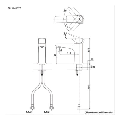 TOTO GE BASIN MIXER 155MM CHROME