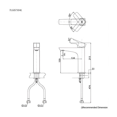 TOTO GE SEMI TALL BASIN MIXER 215MM CHROME