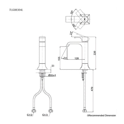 TOTO GC SEMI TALL BASIN MIXER 220MM CHROME