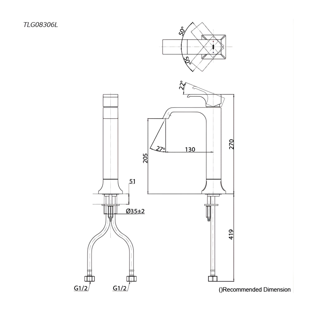 TOTO GC TALL BASIN MIXER 270MM CHROME