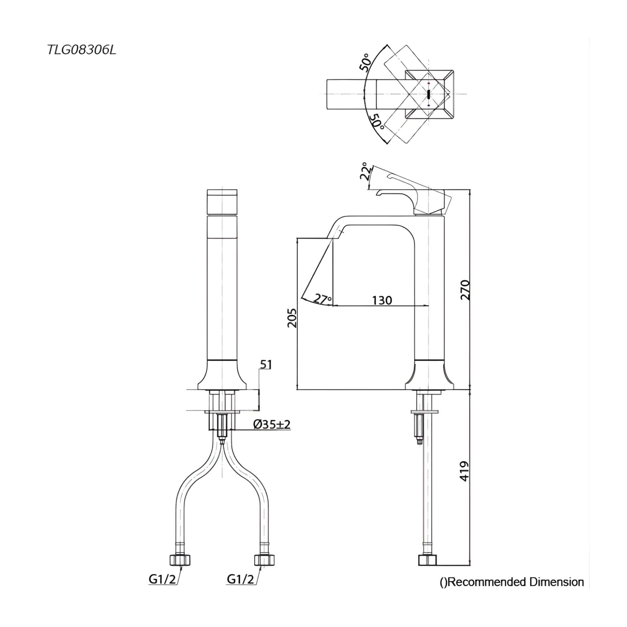 TOTO GC TALL BASIN MIXER 270MM CHROME