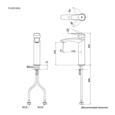TOTO GM SEMI TALL BASIN MIXER 230MM CHROME