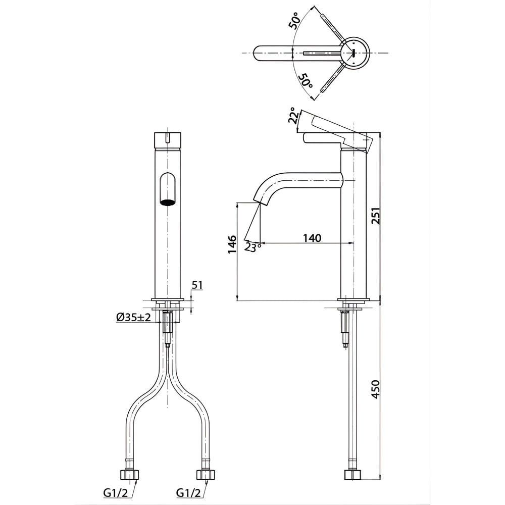 TOTO GF SEMI TALL BASIN MIXER 251MM BRUSHED BRONZE